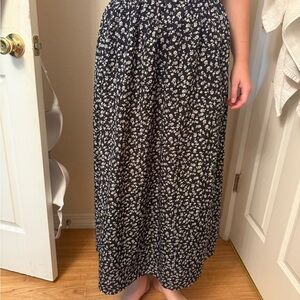 Floral Black and White Maxi Skirt